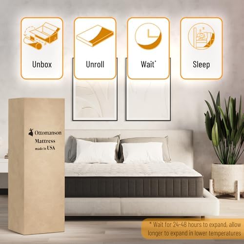 Ottomanson 9 Inch Full Size Mattress, Firm Hybrid Mattress in a Box