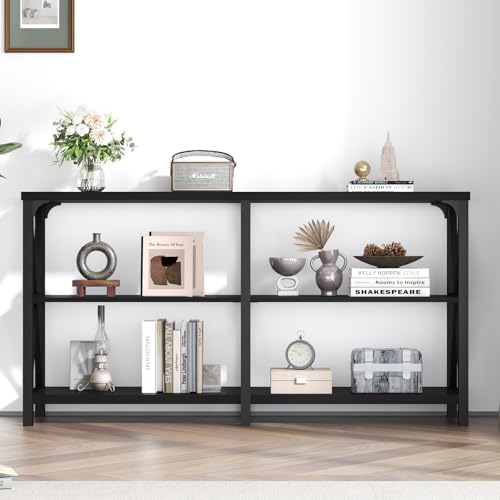LVB Black Sofa Table for Entryway, Behind Couch Table, 55 Inch
