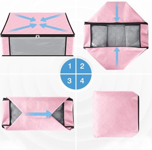 HomeHacks 10-Pack Clothes Organizer Storage Bags, 35L Storage Bins, Pink