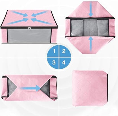 HomeHacks 10-Pack Clothes Organizer Storage Bags, 35L Storage Bins, Pink