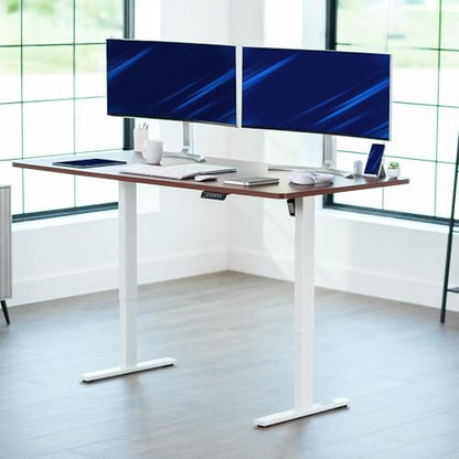 VIVO Electric Standing Desk, Smooth 3-Piece 71" x 36" Dark Walnut Top