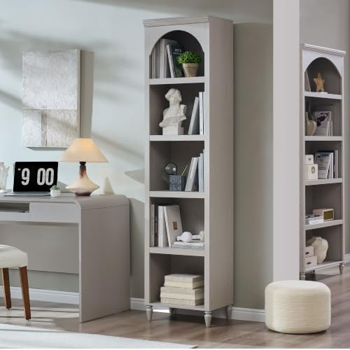 IFBUY 76" Arched Bathroom Storage Cabinet, Narrow Arch Cabinet, Light Grey