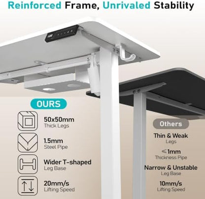35" Electric Standing Desk, Small Sit Stand up Desk, White