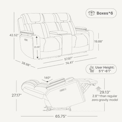 Watson & Whitely Power Reclining Sofa Loveseat with Console, Light Grey