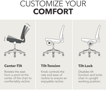 HON Volt Ergonomic Office Chair, Armless, Office Desk Computer Chair, Black