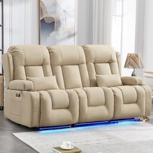 IPKIG Power Loveseat Recliner Sofa with Flip Back Console, 76.8", 3 Seat