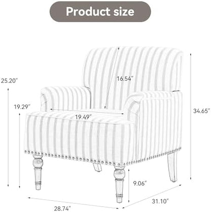 Rococo Accent Chairs Set of 2, Fabric Upholstered Armchair, Orange