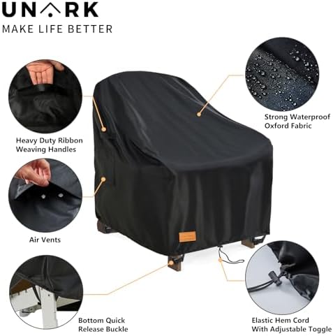 Outdoor Swivel Chair Covers Waterproof 1 Pack, Outdoor Chair Covers Patio Furniture Cover for Deck Patio Swivel Chair Heavy Duty, 28 W x 32 D x 36 H inches,Black