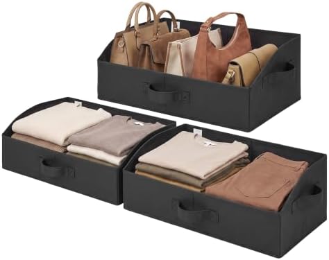 GRANNY SAYS Trapezoid Closet Storage Bins, Large, Black, 3-Pack