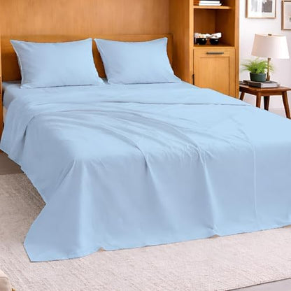 Cottington Lane Sky Blue Sheets for Murphy Bed Mattress, 4 Piece Premium Ultra Soft Brushed Microfiber California King Size Wall Bed Sheet Set, 6-10 Inch Deep Pocket with All-Around Elastic