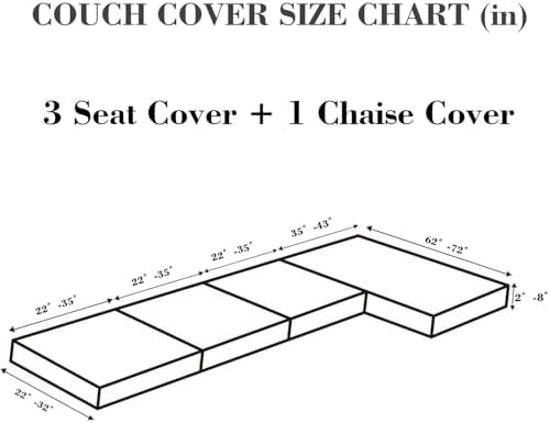 Sofa Covers Couch Covers for Sofa Pet Friendly Couch Cushion Covers Universal Sofa Covers Washable Stretch Slipcovers for Sectional Sofa (Texture Metal Gray, 3 Seats + Chaise Cover)