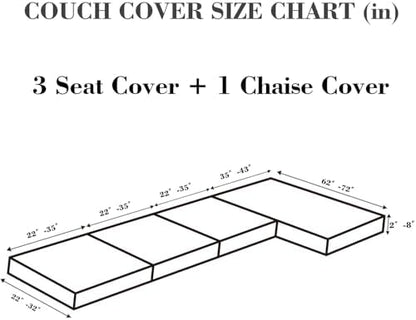 Sofa Covers Couch Covers for Sofa Pet Friendly Couch Cushion Covers Universal Sofa Covers Washable Stretch Slipcovers for Sectional Sofa (Texture Metal Gray, 3 Seats + Chaise Cover)