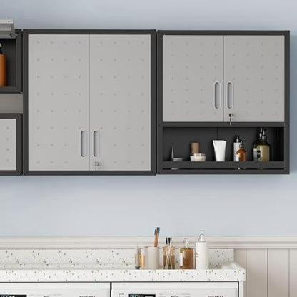 Wall-Mounted Metal Garage Storage Cabinet, Lockable Floating Tool Cabinet