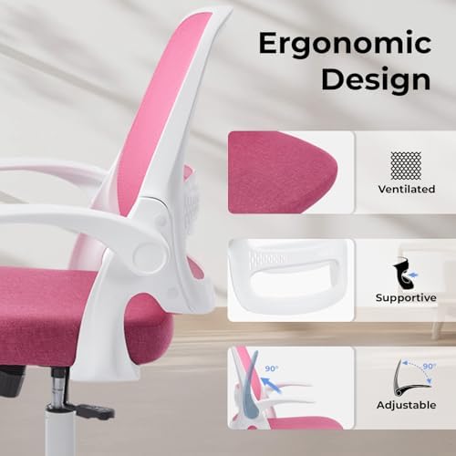 amseatec Mesh Office Chair, Ergonomic Home Office Chair with Flip-Up Arms