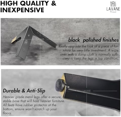 La Vane 7 Inch Diamond Triangle Metal Furniture Legs 4PCS- Heavy Duty Iron