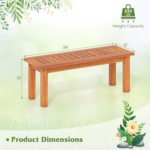 Tangkula Wooden Plant Stand, Outdoor Indoor Solid Wood Flower Pot Holder Display Shelf with Teak Oil Finish, Slatted Top, Rustic Plant Rack for Patio Garden Entryway Porch