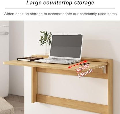 Wall Mount Table Folding Wood Fold Down Table Floating Folding Table Kitchen Dining Table Folding Wall-Mounted Drop-Leaf Table Modern Home Office Fold Up Table Desk (Color : Gray, Size : 49 * 64cm)