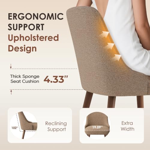 MALOL Upholstered Dining Chairs Set of 2 with High-Back, Light Camel