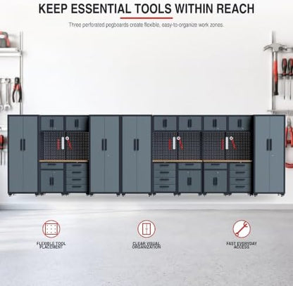 20-Pack Garage Storage Cabinet System with Workbench and Pegboard