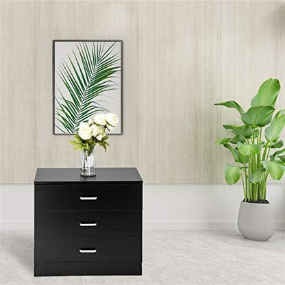 3 Drawer Nightstand, Black Night Stand for Bedroom, Modern 3 Drawer Dresser, Wood Bed Side Table/Night Stand with Drawers for Small Spaces, College Dorm, Kids' Room, Living Room 13" D X 26" W X 22" H