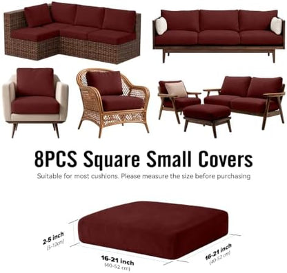 8Pcs Outdoor Cushion Covers, Stretch Patio Furniture Couch Chair Slipcovers