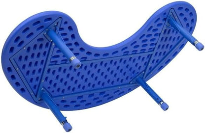 Flash Furniture 35''W x 65''L Half-Moon Blue Plastic Height Adjustable Activity Table