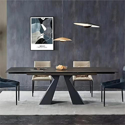 Extendable Dining Table 8 to 12 People, 63"-93.5" W, Dark Gray