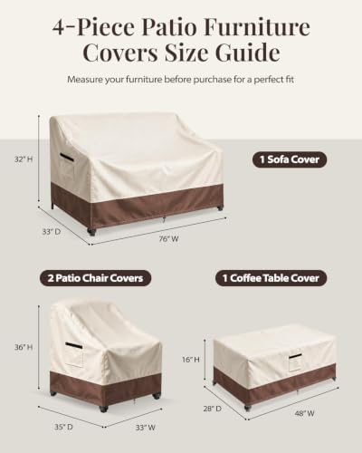 Waterproof 4-Piece Patio Furniture Cover Set