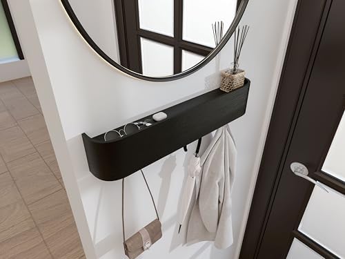 Wall Coat Rack with Shelf - Wall Shelf with Hooks - entryway Hooks - Modern Coat Rack - Wooden Mount for Home Decor - Jacket Hanger - Coat Hanger wall Mount