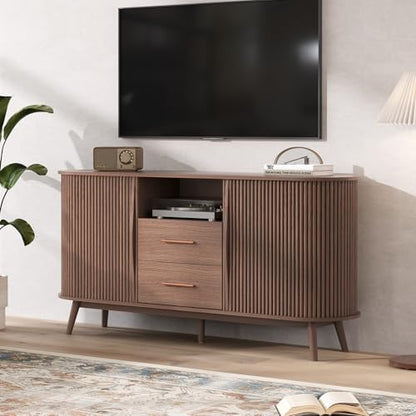 JOINICE Walnut Sideboard Buffet Cabinet with Storage for Dining Room，63"