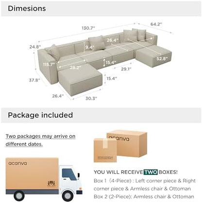 Acanva Zola Modular Sectional Living Room Sofa Set, U-Shape