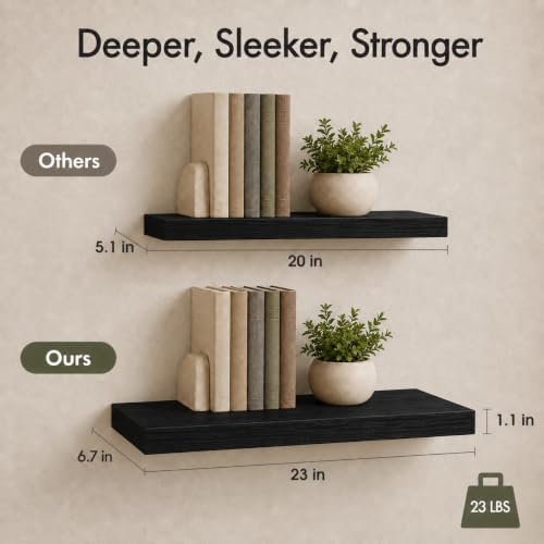 Floating Shelves for Wall Decor,Set of 4,23in,Black