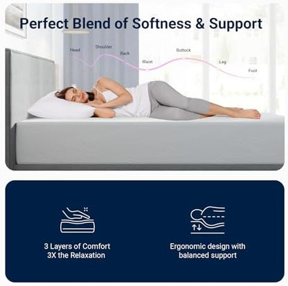 Avenco Queen Mattresses, 10 Inch Queen Size Mattress with Gel Memory Foam for Cool Night & Pressure Relief, Bed Mattress in a Box Medium Soft Plush Feel Colchones with Motion Isolating