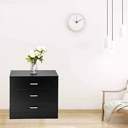 3 Drawer Nightstand, Black Night Stand for Bedroom, Modern 3 Drawer Dresser, Wood Bed Side Table/Night Stand with Drawers for Small Spaces, College Dorm, Kids' Room, Living Room 13" D X 26" W X 22" H