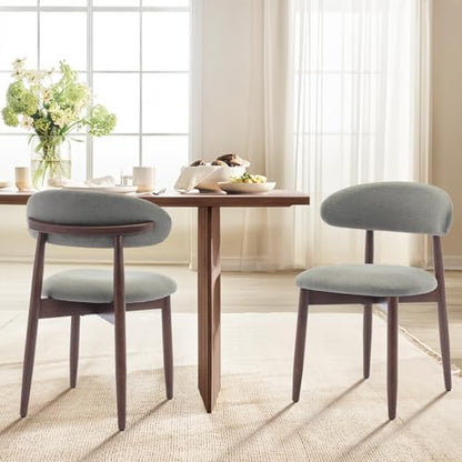 MALOL Dining Chairs Set of 2, Upholstered Wooden Kitchen Chairs, Green