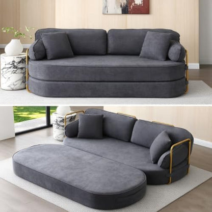 HANXIN 78.3'' Futon Sleeper Sofa Bed, Boneless Couch for Living Room, Grey