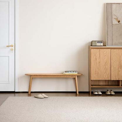 Solid Oak Dining Bench, 55.1 Inch Wood Bench for Dining Room