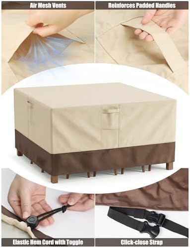 Vailge Patio Outdoor Furniture Covers Waterproof,Square Outdoor Table Cover