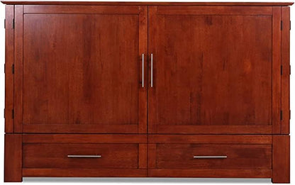 Mega Solutions Emurphybed Daily Delight Murphy Cabinet Chest Bed with Charging Station 8 Inch, Queen (Cherry)