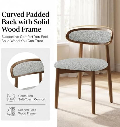 Wooden Dining Chairs set of 2, Farmhouse Dinner Chairs with Curved Back