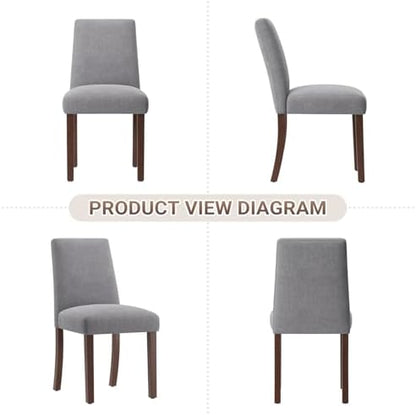 MALOL Upholstered Dining Chairs Set of 4, Modern Kitchen Chairs with High Back, Padded Fabric Dining Room Chair with Solid Wood Legs for Restaurant/Cafe/Home, Grey
