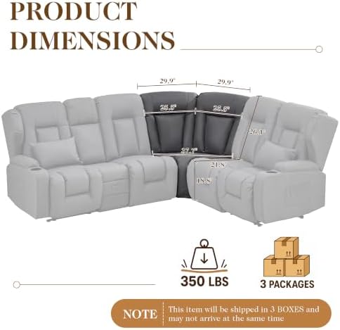 SAMERY Modular Recliner Sofa Corner Piece Only, Sectional Corner Seat
