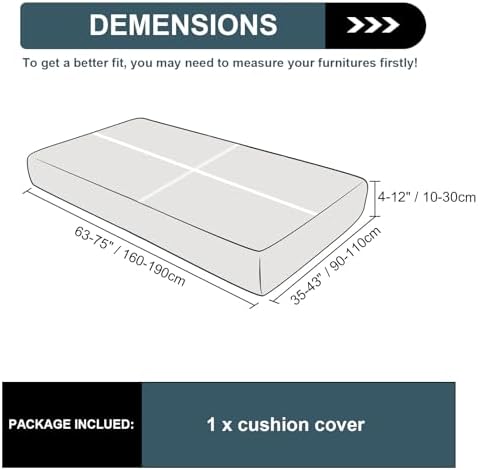 UNBBRRL Seat Cushion Cover and Back Covers for Corner Sofa Stretch Jacquard, Non Slip L Shaped Sofa Slipcover with Storage Ottoman, Sectional Couch Cover for Chaise Lounge (Lake Green,39 x 69 x 6”)