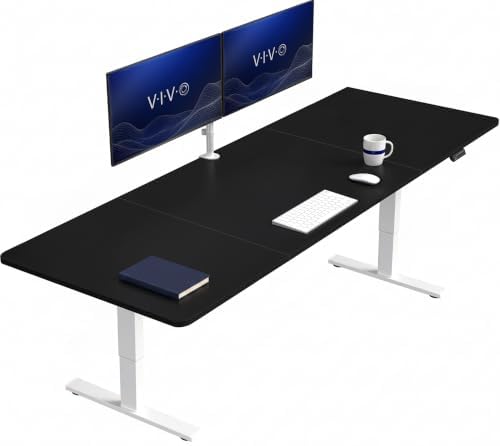 VIVO Electric Standing Desk, Smooth 3-Piece 83" x 30" Black Top