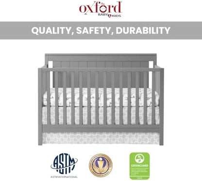 Oxford Baby Lazio 4-in-1 Convertible Crib, Dove Gray, GreenGuard Gold Certified