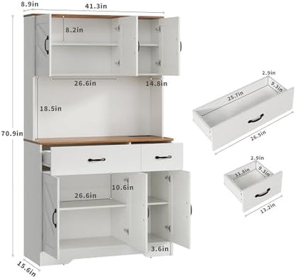 IDEALHOUSE 71"H Kitchen Pantry Cabinet, Tall Storage Cabinet, White