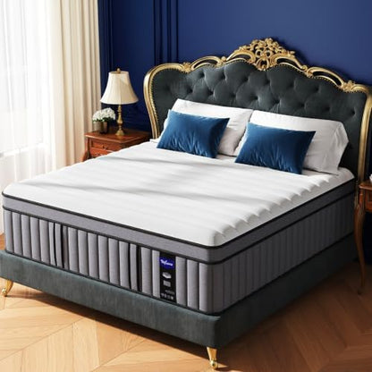 Upgraded Luxury 12 Inch California King Size Hybrid Mattress, Medium Firm