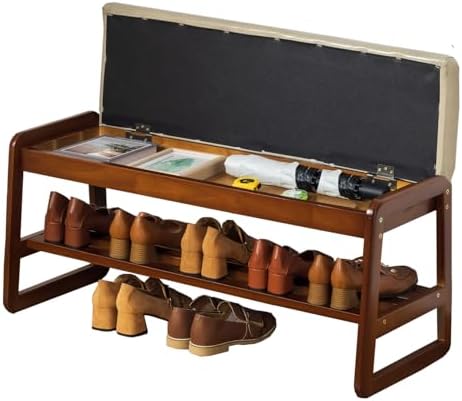 latifolia 2 Tier Shoe Rack Bench with Flip-Top Storage, Grey