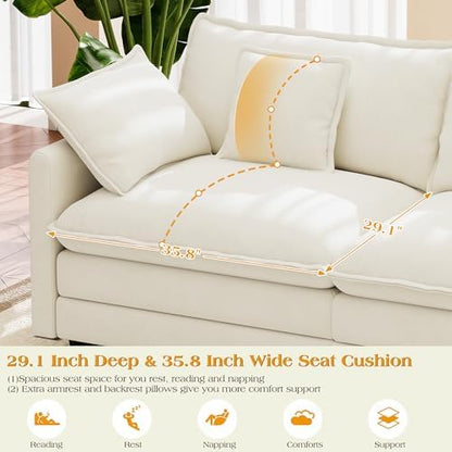 Hanherry Modular Sectional Sofa,Cloud Couch for Living Room,Modern Deep Seat Sofa Chenille Fabric Comfy Couches with Throw Pillows & Movable Ottoman for Apartment