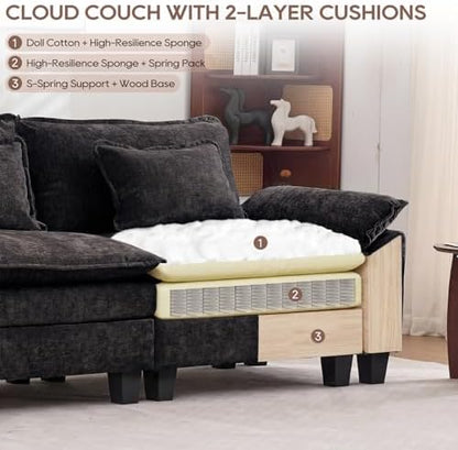 IPKIG 82.6" Modular Sectional Cloud Couch, Modern Loveseat Sofa